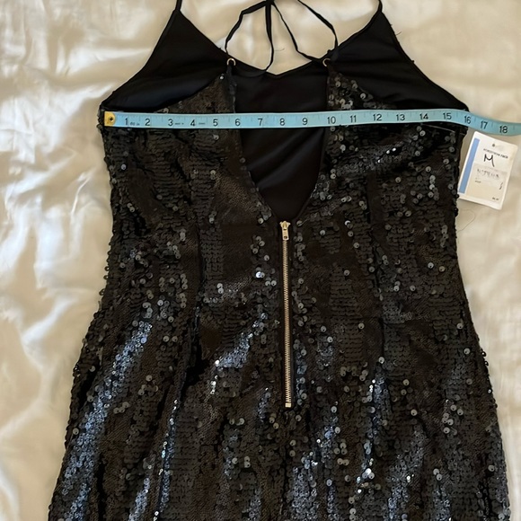SOIEBLU Sequin Spaghetti Strap Black Mini Dress Y2K - Picture 2 of 7